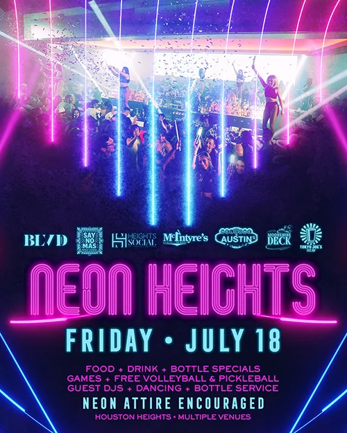 Neon lighting at Heights Social